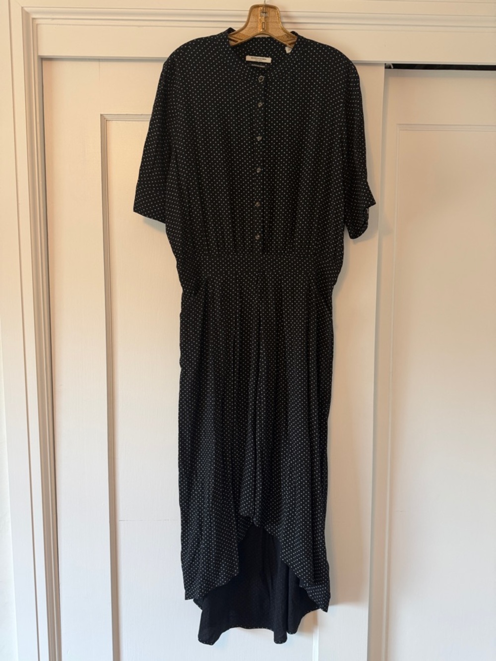 Scotch & Soda Black Polka Dot High-Low Midi Dress